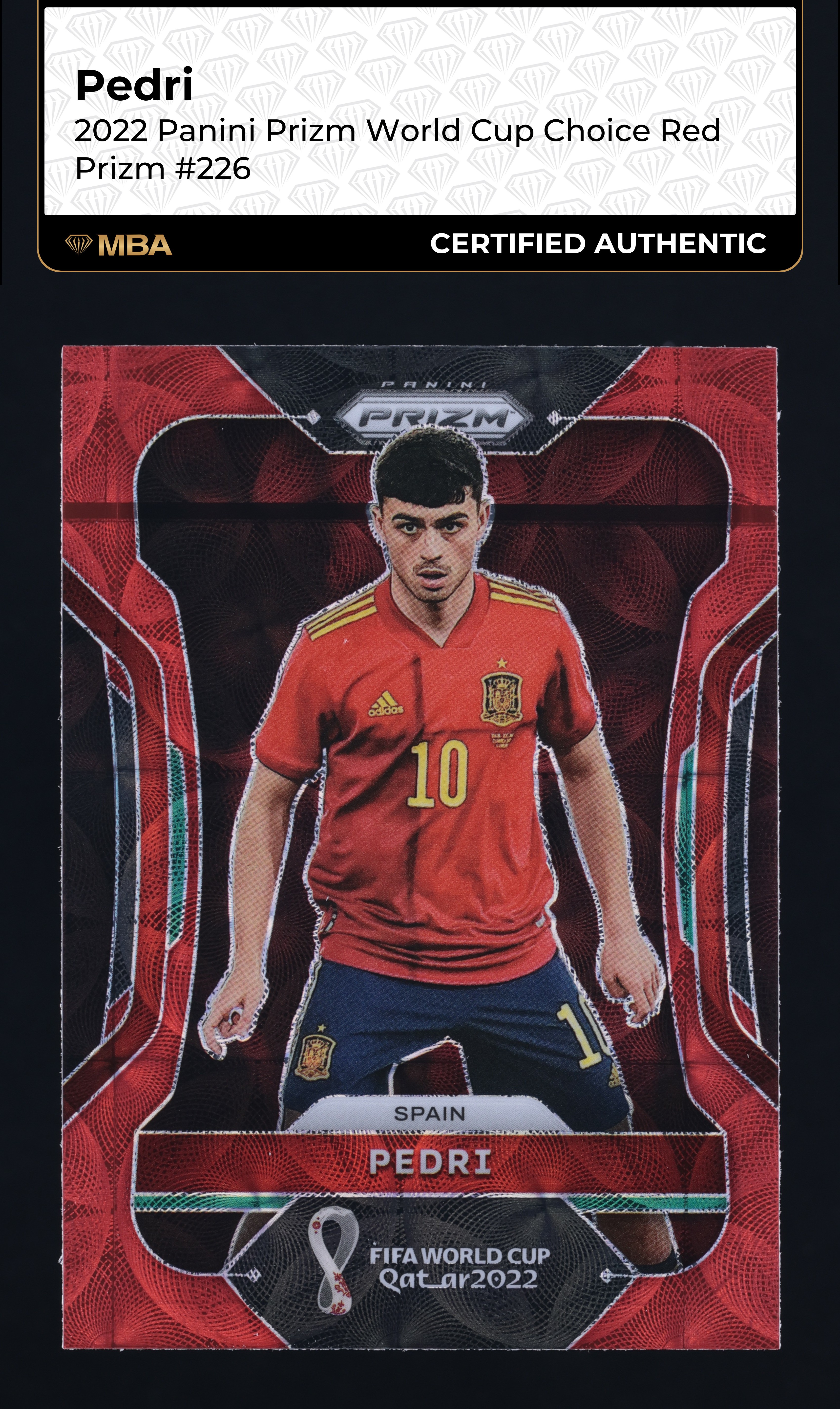 2022 Panini Prizm World Cup Choice Red Pedri #226 MBA AUTH
