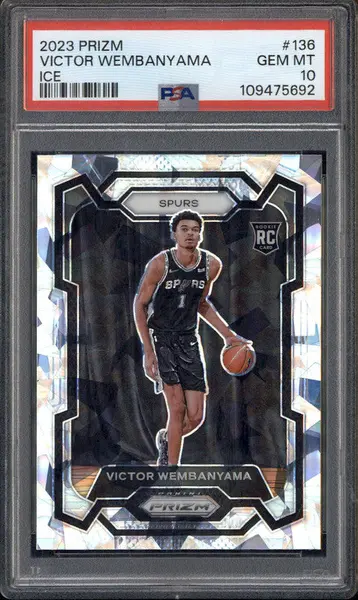 2023-24 Panini Prizm Prizms Ice #136 Victor Wembanyama RC PSA 10