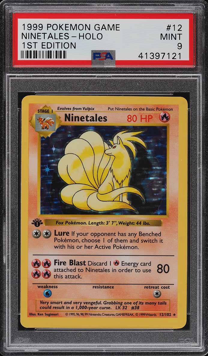 1999 Pokemon Base Set Shadowless 1st Edition Holo Ninetales #12 PSA 9 MINT