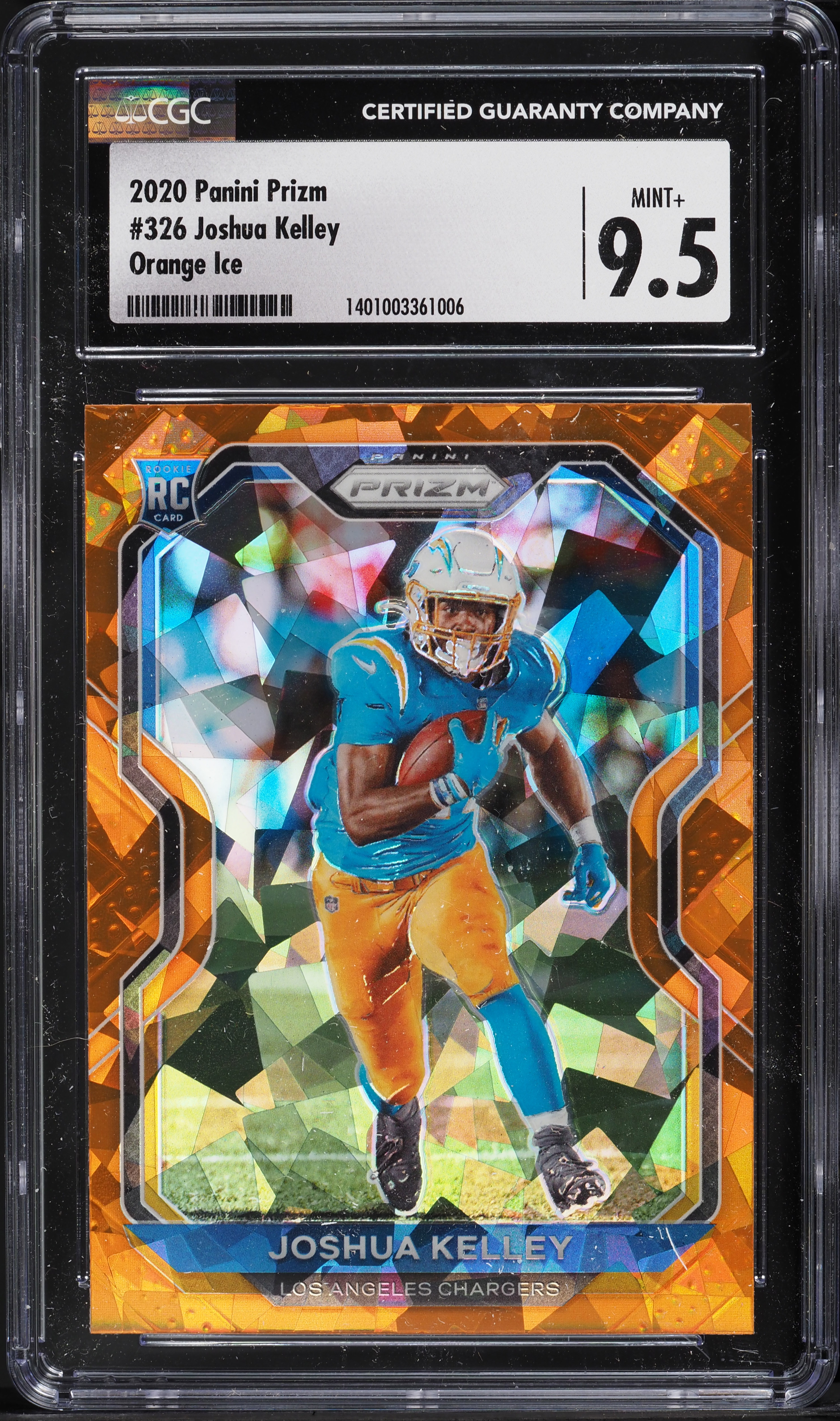 2020 Panini Prizm Orange Ice Joshua Kelley ROOKIE #326 CGC 9.5 MINT+