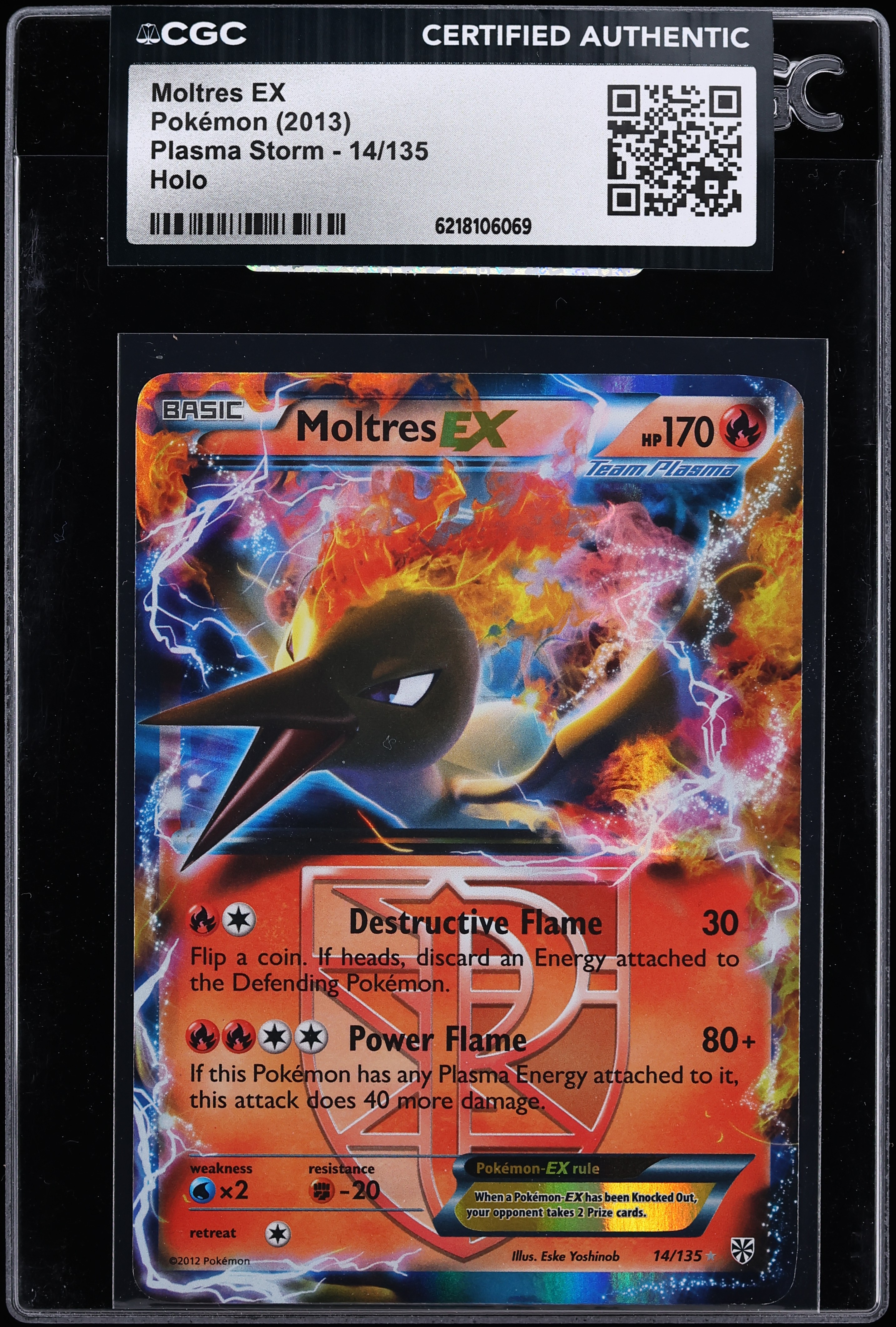 2013 Pokemon Black & White Plasma Storm Holo Moltres Ex #14 CGC AUTH
