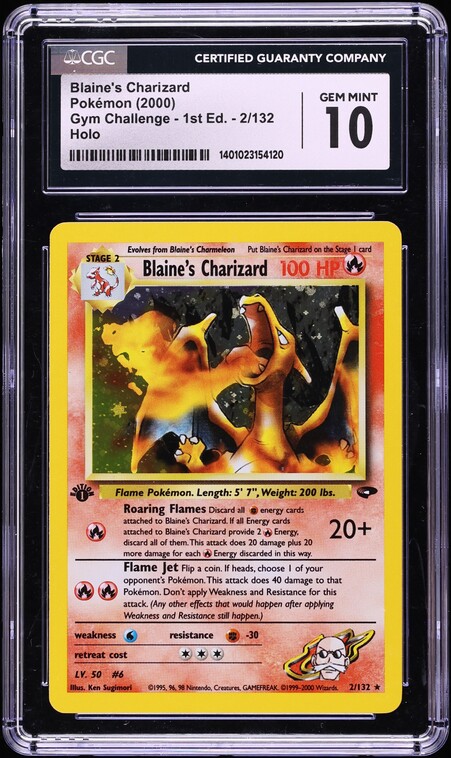 2000 Pokemon Gym Challenge 1st Edition Holo Blaine's Charizard #2 CGC 10 GEM MINT