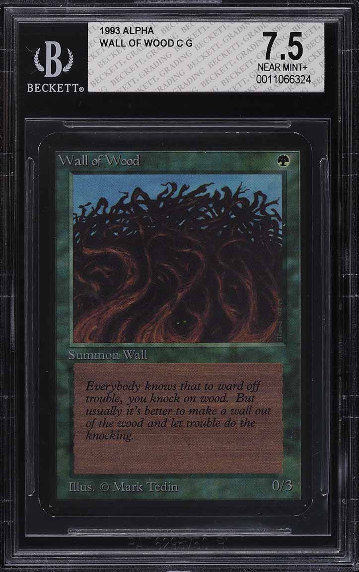1993 Magic The Gathering MTG Alpha Wall Of Wood C G BGS 7.5 NRMT+