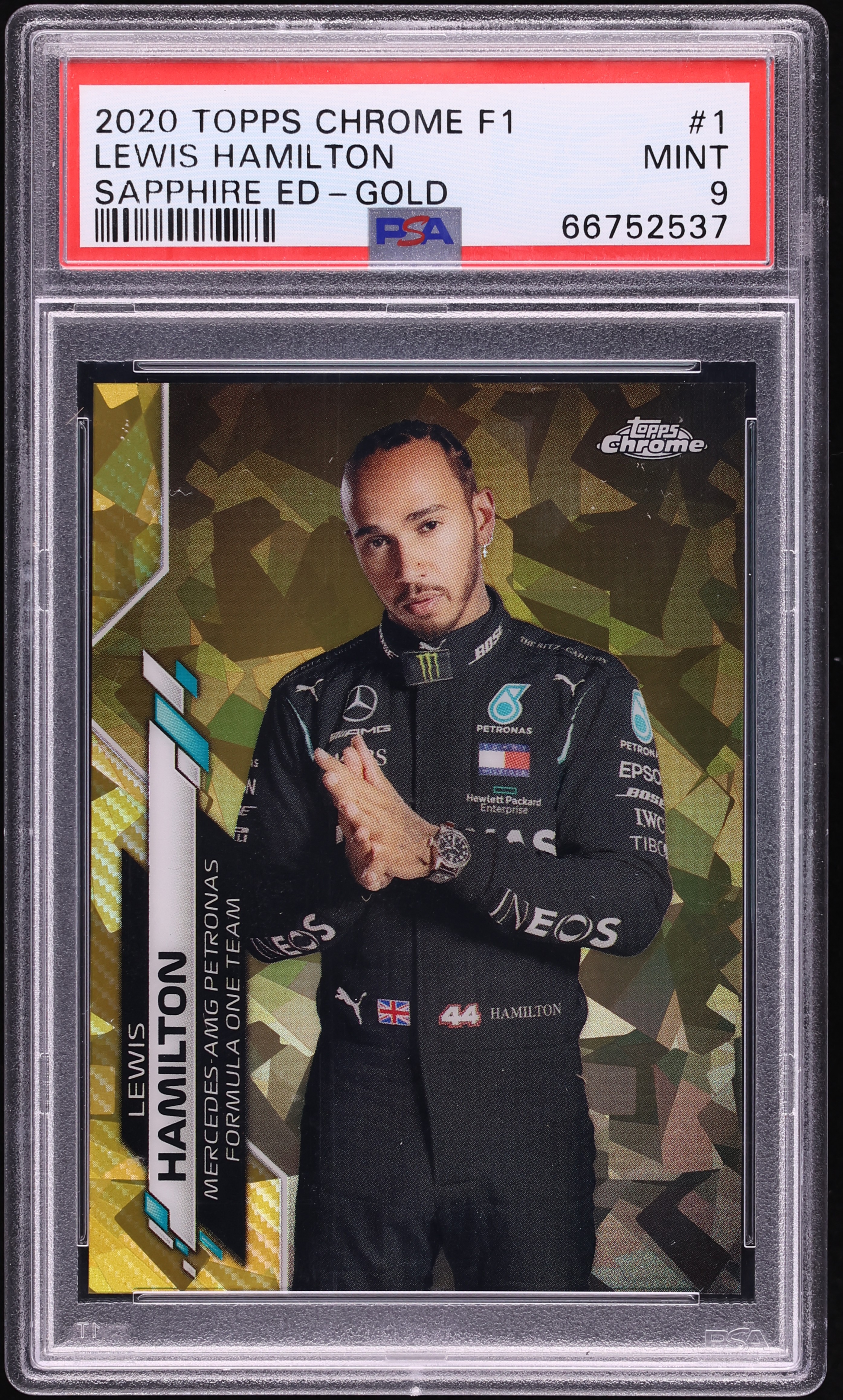 2020 Topps Chrome Formula 1 F1 Sapphire Gold Lewis Hamilton /50 #1 PSA 9 MINT