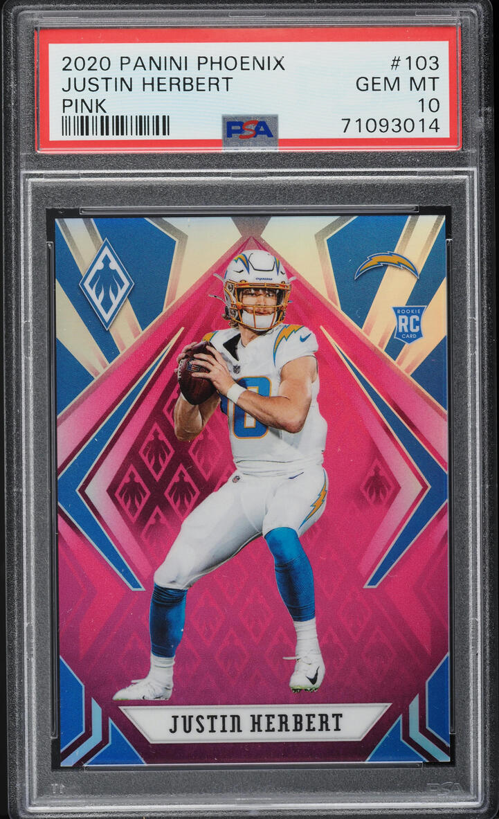 2020 Panini Phoenix Pink Justin Herbert ROOKIE /199 #103 PSA 10 GEM MINT
