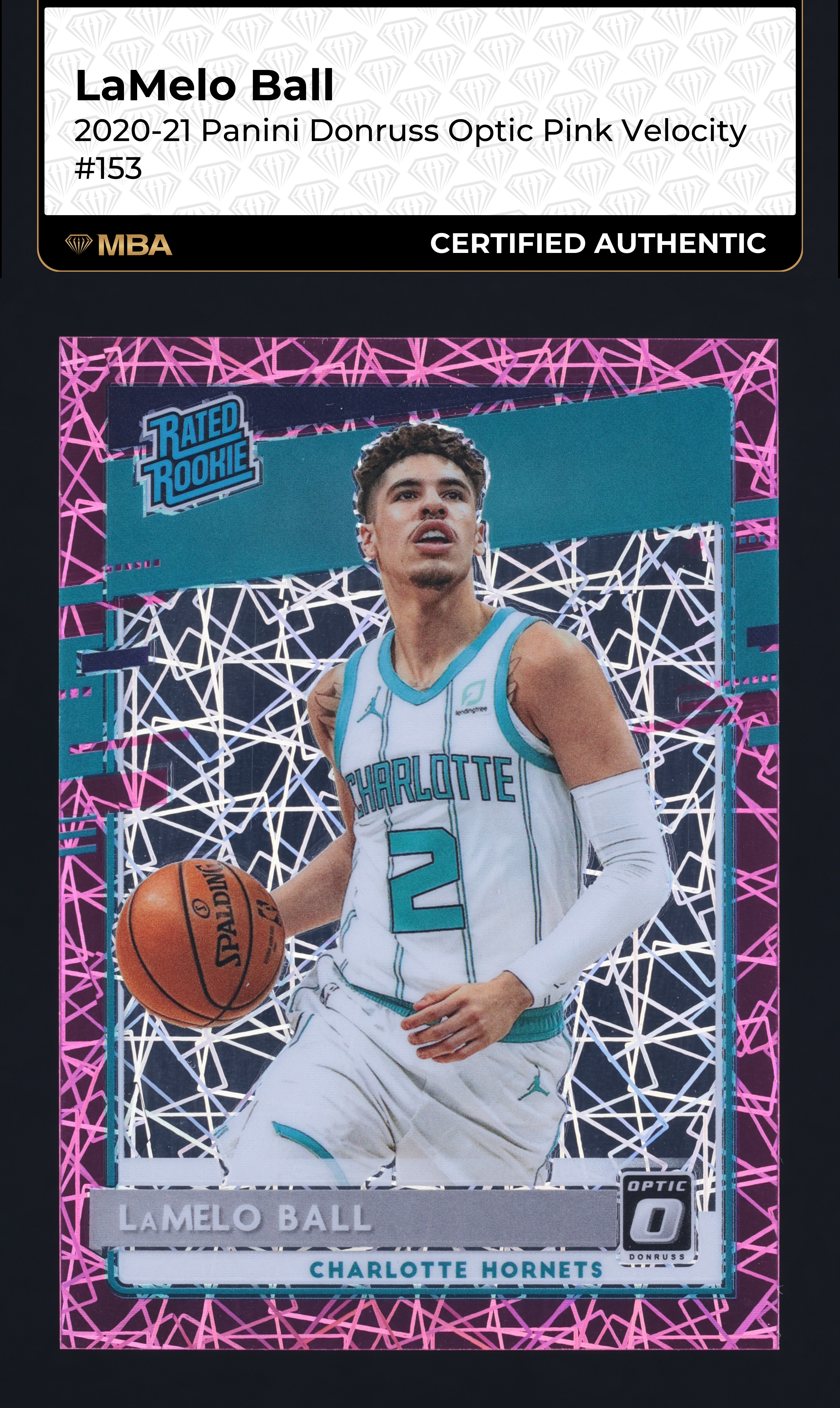 2020 Donruss Optic Pink Velocity LaMelo Ball ROOKIE /79 #153 MBA AUTH
