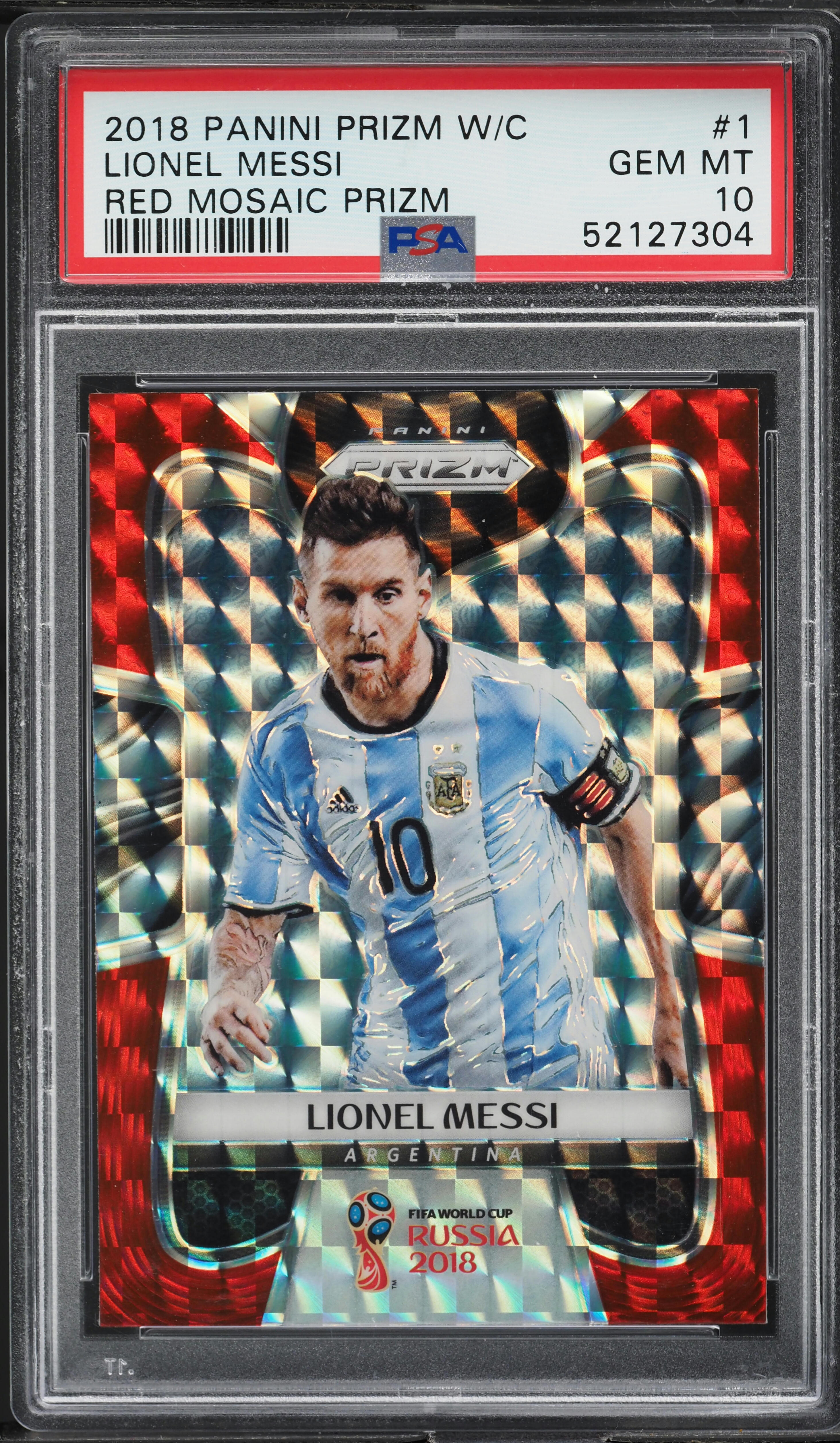 2018 Panini Prizm World Cup Red Mosaic Lionel Messi #1 PSA 10 GEM MINT