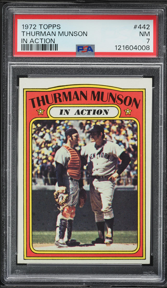 1972 Topps Thurman Munson IN ACTION #442 PSA 7 NRMT