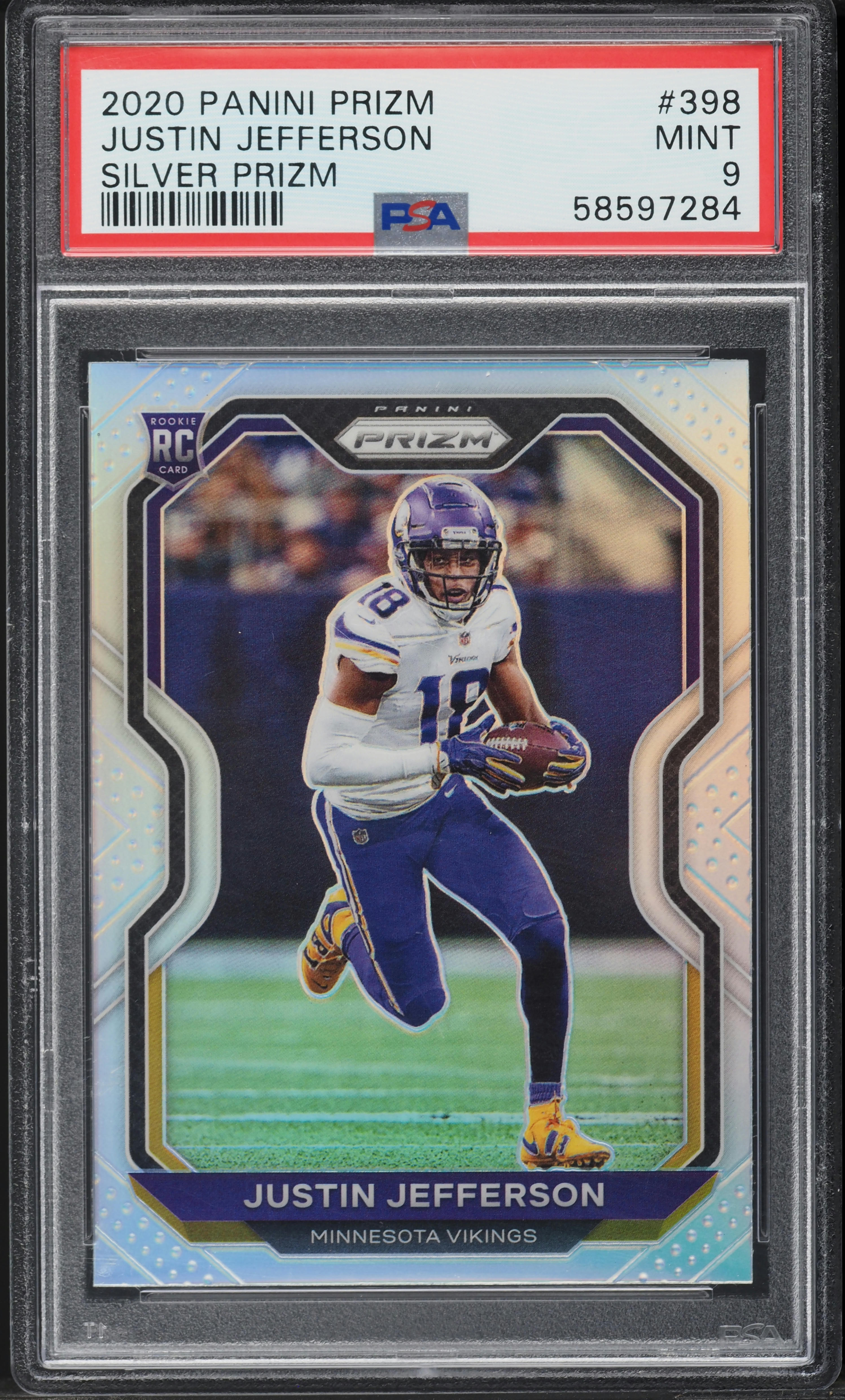 2020 Panini Prizm Silver Justin Jefferson ROOKIE #398 PSA 9 MINT