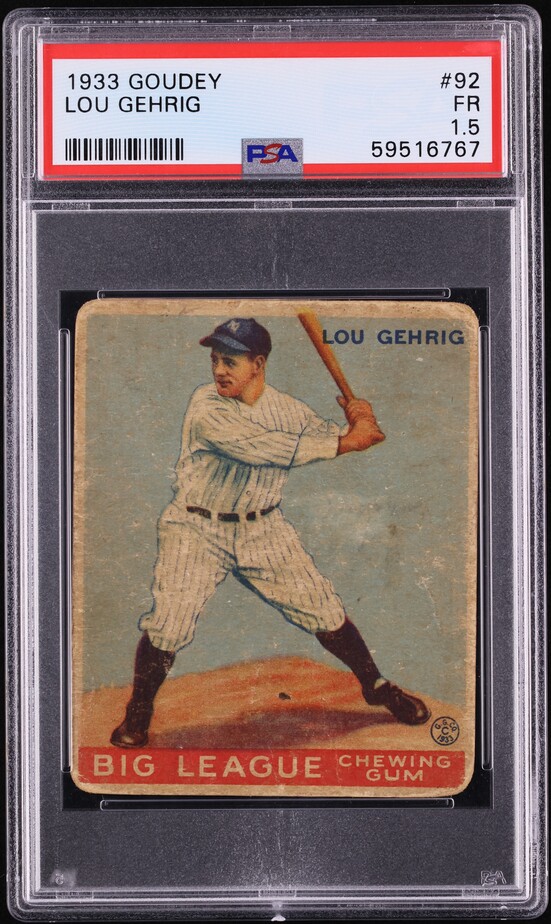 1933 Goudey Lou Gehrig #92 PSA 1.5 FR