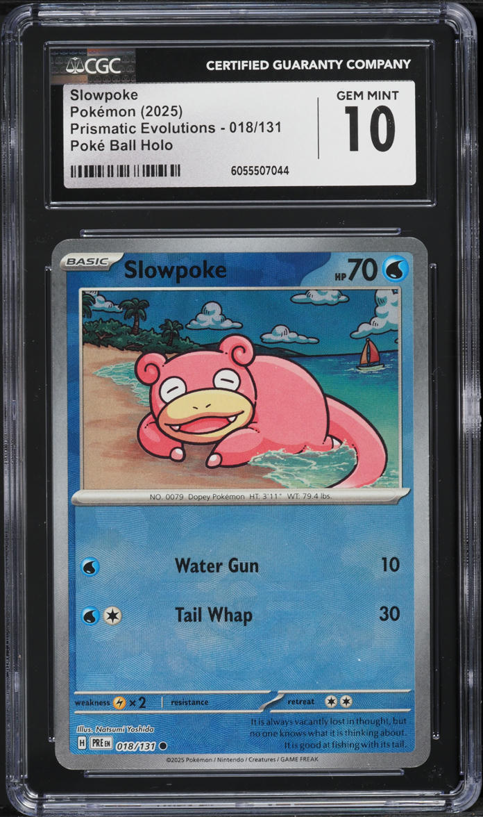 2025 Pokemon SV Prismatic Evolutions Poke Ball Holo Slowpoke #18 CGC 10 GEM MINT