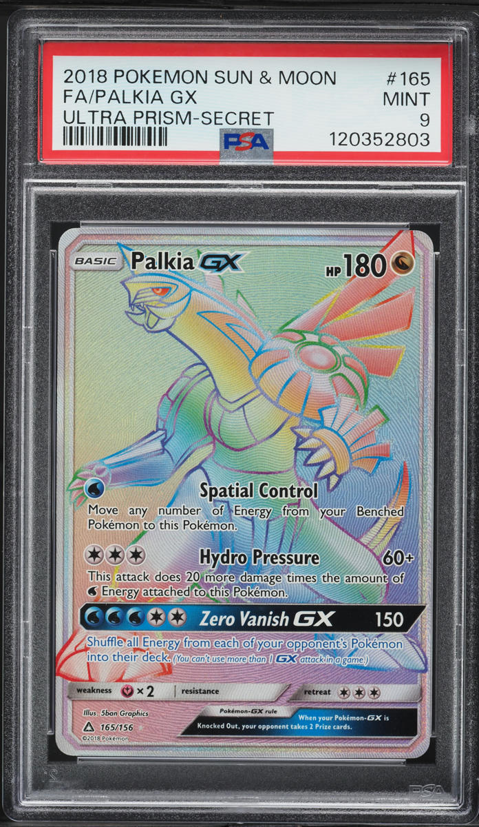 2018 Pokemon Sun & Moon Ultra Prism Rainbow Rare Palkia GX #165 PSA 9 MINT
